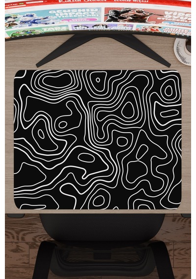 Siyah Beyaz 48x40 Xl Taraftar Gaming Oyuncu Mouse Pad Kaymaz Taban Büyük Fare Altlığı Topography