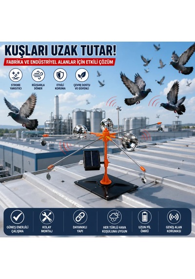 Peller Pro Solar Bird Spinner Kuş Kovucu Turuncu Uzatılabilir