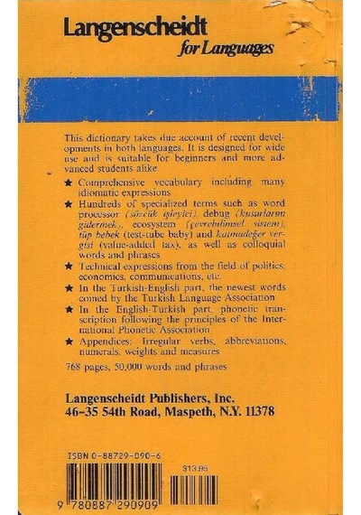 Langenscheidt's Pocket Turkish Dictionary - Turkish-english - English-turkish - Resuhi Akdikmen 2.el