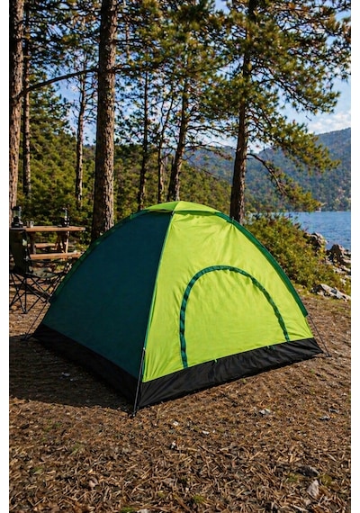 6 Kişilik Renkli Dayanıklı Kamp Çadırı 220x250x150 Yeşil