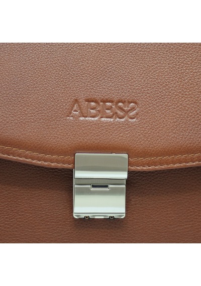 Abess Lüks Hakiki Deri Unisex Evrak Çantası - Klasik İş Çantası - Omuz Askılı Laptop Çantası - Taba A5625t