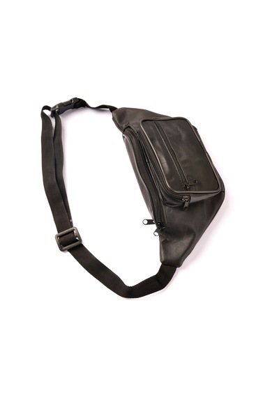 Unisex Siyah Hakiki Deri Freebag Bel Ve Göğüs Çantası Siyah
