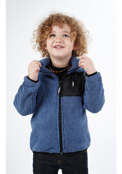 Dublino Kids Erkek Çocuk Welsoft Peluş Sweatshirt Hırka İndigo Mavi