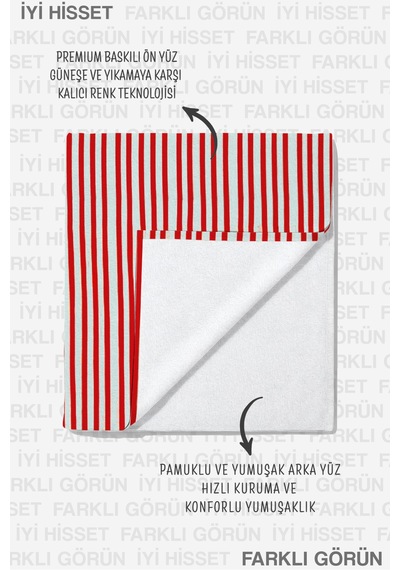 Balık Temalı Çizgili Marine Plaj Havlusu - Kırmızı Beyaz Akdeniz Stil Hızlı Kuruyan Mikrofiber Havlu Kuru Yakamoz
