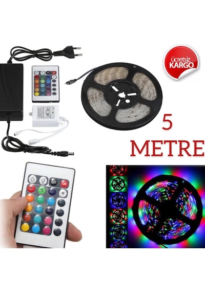 Şerit Led Rgb Kumandalı İç Dış Mekan Tak Çalıştır 5 M