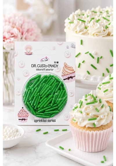 Dr. Gusto Yeşil Uzun Çubuk Pasta Süsleme Şekeri