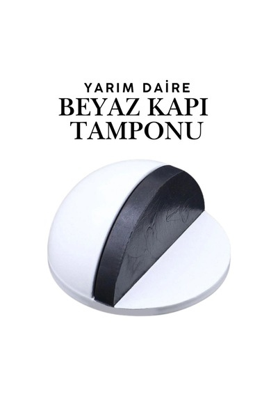 Beyaz Yarım Daire Yapışkanlı Kapı Tamponu Kapı Stoperi Metal Kapı Stopu Durdurucu Kapı Koruyucu