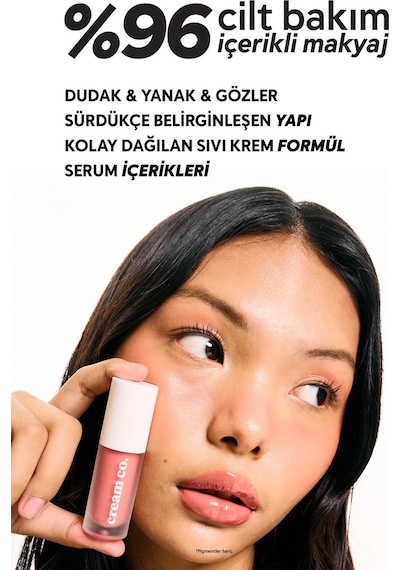 Cream Co. Nemlendirici Besleyici Işıltılı Dudak Yanak ve Göz Renklendirici Tint Dusty Rose