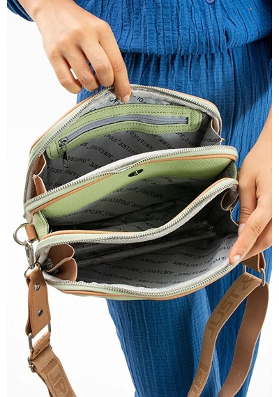 Just Polo Kadın Günlük Kullanıma Uygun Lakoste Ayarlanabilir Askılı Lüks Omuz Çantası Shoulder Bag Yeşil