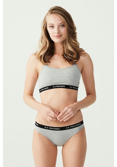 U.S. Polo Assn. Kadın Gri Melanj Büstiyer Slip Set 65004 Gri