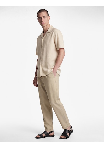Koton Slim Fit Keten Karışımlı Cepli Beli Lastikli Bağcıklı Pantolon Bej 6sam40169hw Ekru