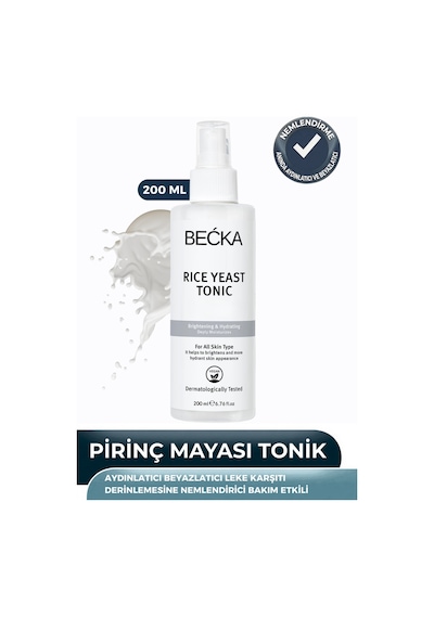 Becka Pirinç Mayası Tonik Aydınlatıcı Beyazlatıcı Leke Karşıtı Nemlendirici Bakım Etkili 200 Ml