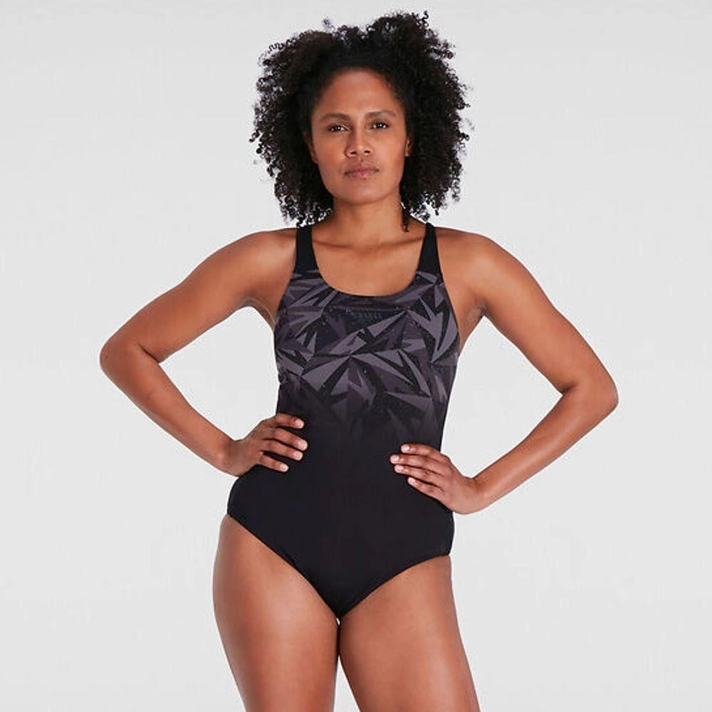 Speedo Hyperboom Placement Muscleback Kadın Yüzücü Mayosu Siyah