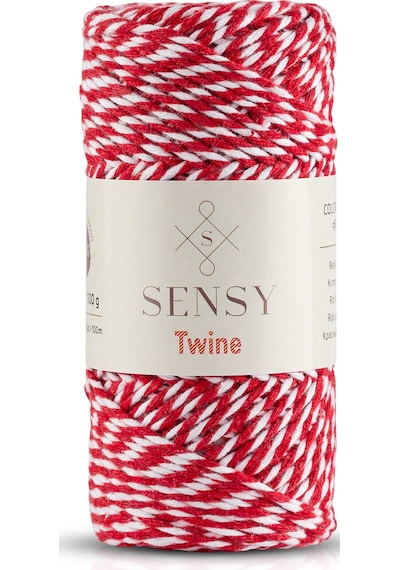 Sensy Premium 100 Metre 100 G Kırmızı Beyaz Paket Ip Hediye Paketleme Ipi Marteniçka Ipi Twine Baker