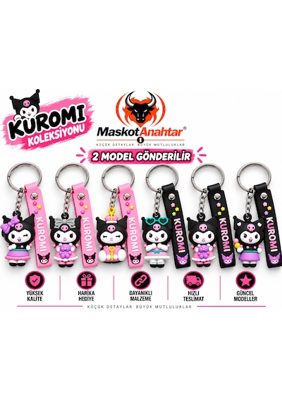 Kuromi Silikon Anahtarlık Açık Pembe