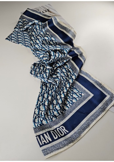 Miorel Scarfs Yeni Sezon Harf Desen Cd Vual İpek Şal Fular Silk Scarfs Shawl Hijab Lacivert
