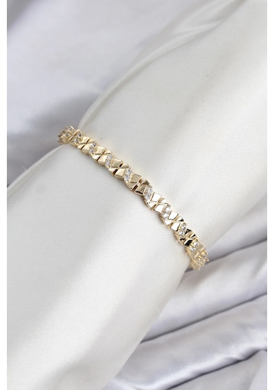 Cm Model Zirkon Taşlı Vıp Seri Gold Renk Pirinç Kadın Bileklik Çok Renkli 74606408