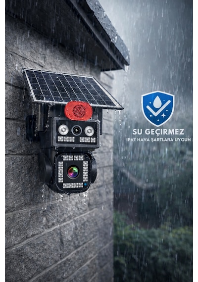 2 Kameralı Sim Kartlı 7/24 Kayıt Yapabilen Gece Görüşlü Güneş Panelli Güvenlik Kamerası