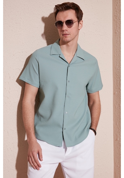 Buratti Apaş Yaka Kısa Kollu Regular Fit Erkek Gömlek Cf24S117842 Mint