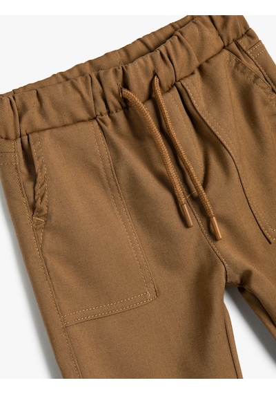Koton Kargo Jogger Pantolon Cepli Beli Bağlamalı Deve Tüyü 4skb40007tw 4SKB40007TW100 Taba