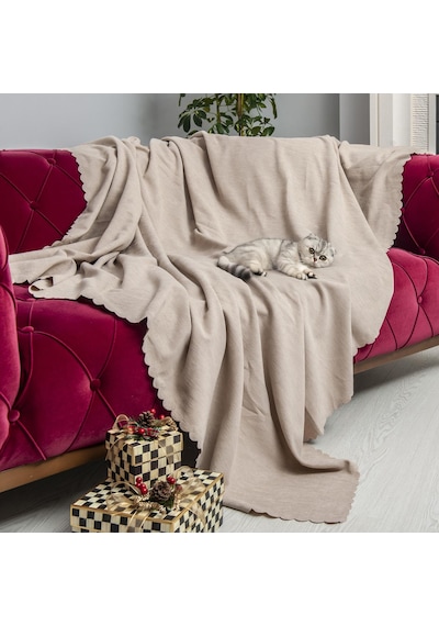 Kaymaz Koltuk Örtüsü Çift Taraflı Mikrofiber Şönil 175x350 Cm Xl- Camel Kedi Köpek Ve Çocuk Dostu Camel