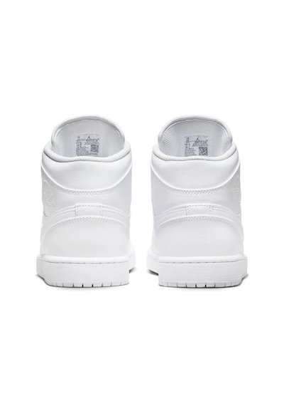 Nike Air Jordan 1 Mid Erkek Sneaker Hakiki Deri Bilekli Spor Ayakkabı Beyaz Beyaz