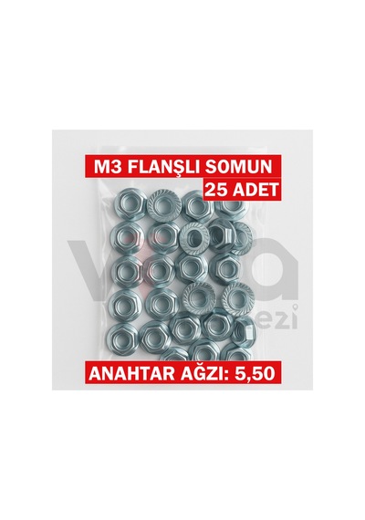 M3 Flanşlı Somun 25 Li Çinko Kaplı 1