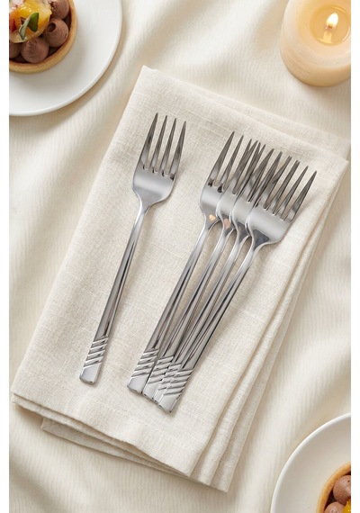 Karat Steel 6 Parça Tatlı Çatalı Takımı - 16 Cm Silver
