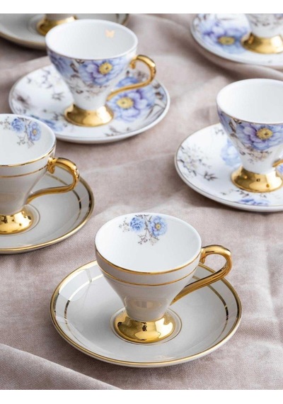 6'lı Porselen Royalty Kahve Fincanı -4379 Çok Renkli