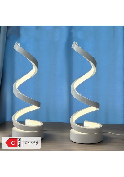 Spiral Led Masa Lambası / Gece Lambası Beyaz - Siyah
