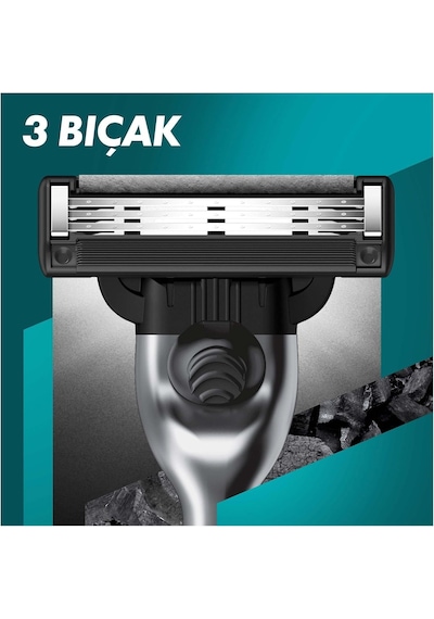 Gillette Mach3 Charcoal Tıraş Makinesi + 5 Adet Yedek Tıraş Bıçağı + Premium Stand Hediyeli Peket