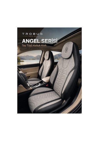 Audi Q7 2006-2015 Uyumlu Angel Serisi Gri Siyah Oto Koltuk Kılıfı