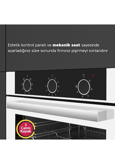 Simfer 8221 9 Fonksiyon QS Beyaz Cam Ankastre Fırın Power Turbo Pop-up