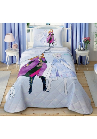 Taç Disney Frozen 2 Together Tek Kişilik Pamuk Yatak Örtüsü Lisan (526949287)