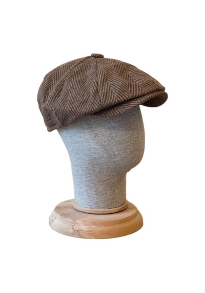 Standart Kışlık Yün Ingiliz Kasket Dökümlü Peaky Blinders Kasket Balıksırtı Kasket Arkası Lastikli Balıksırtı Kahverengi