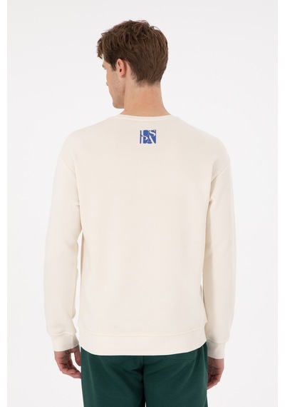 U.S. Polo Assn. Erkek Comfort Fit Bisiklet Yaka Krem Sweatshirt 50293438-VR071