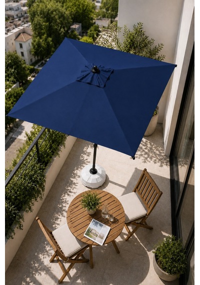 Alubrella Kare Lacivert Bahçe, Güneş Şemsiyesi 210x210/8 Çelik Tel Bidonsuz