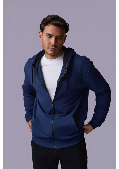 Defys Defy S Erkek Oversize Kapüşonlu Fermuarlı Cepli Sweatshirt İndigo - 527577758 İndigo Defys Defy S Erkek Oversize Kapüşonlu Fermuarlı Cepli Sweatshirt İndigo - 527577758 İndigo