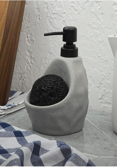 Taş Desenli Sıvı Sabunluk - Sünger Hazneli Mutfak Sabunluğu - 700 Ml - Çakıl Desen -
