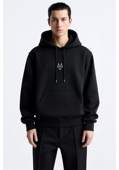 Benerly Erkek Kapüşonlu Standart Kol Kanguru Cep Sweatshirt Fonksiyonel D siyah