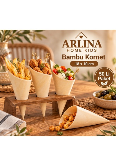 18 10 Cm Bambu Sunum Korneti 50 Li Pket