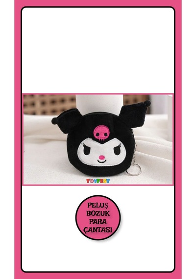 Kuromi Figürlü Fermuarlı Mini Bozuk Para Cüzdanı & Çantası - Anahtarlık Çanta Aksesuarı Cüzdan