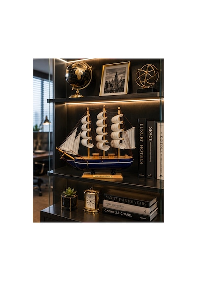 İsime Kişiye Özel Dekoratif Premium Ahşap El Yapımı Yelkenli Gemi Maketi 30 X 30cm Biblo Hediye 530d