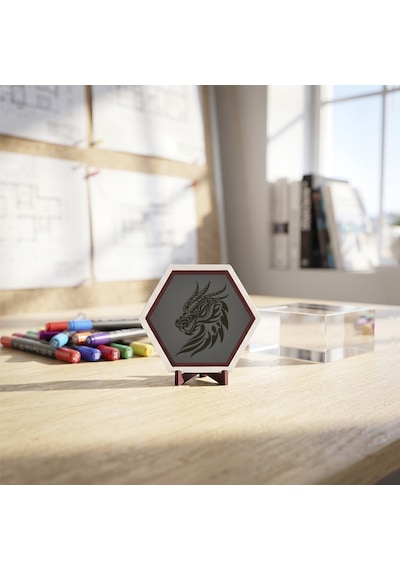 Modern Çizgilerle Ejderha Temalı Masaüstü Objesi, Çalışma Masaları İçin Estetik, Butik Ve Dikkat Çekici Bir Ürün 10x10 Cm, Kül Gri