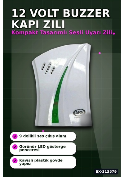 12 Volt Buzzer Sesli Kapı Zili Bx40 Tekli Paket - Düşük Voltajlı Kapı Zili Bx-313579