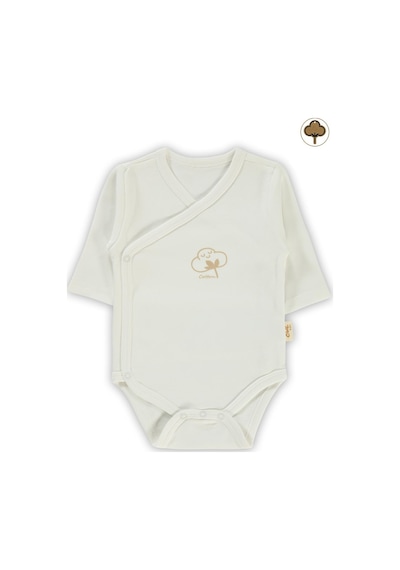 Civil Baby Organik Pamuklu Kruvaze 0-6 Ay Çıtçıtlı Badi - Ekru 3-6 Ay Ekru