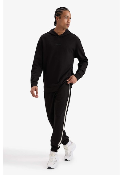 DeFactoFit Standart Fit Kapüşonlu Skuba Dalgıç Kumaş Sporcu Sweatshirt D7364AX25SPBK81