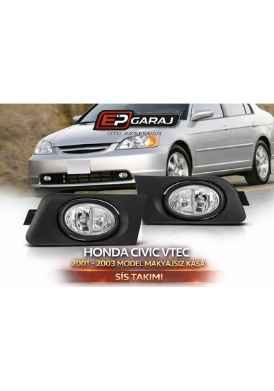 Honda Civic Vtec 2001-2003 Makyajsız Kasa Sis Far Takımı Tesisatsız
