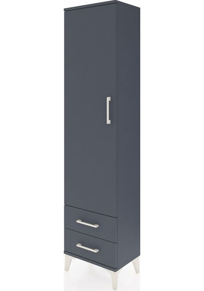 Arges Dolap Tek Raflı 2 Çekmeceli Tek Askılı 44x30x182 Antras... Antrasit