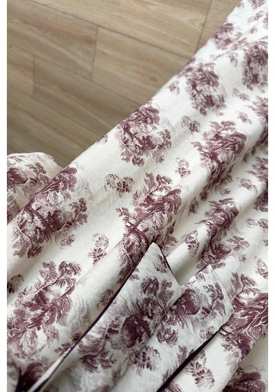 Kahijab Çiçek Desenli Yarasa Kol Astarlı Elbise - Bordo